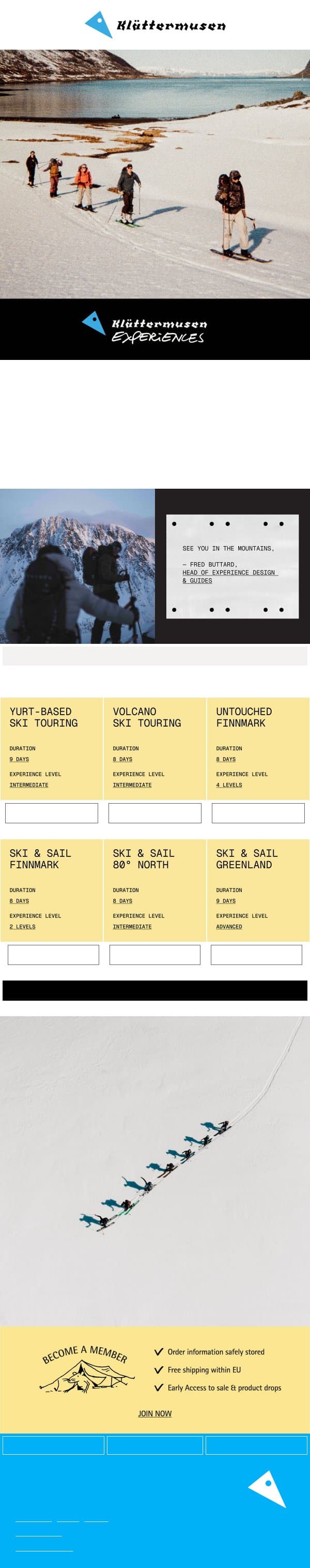Introducing Klättermusen Experiences email from The Darkroom screenshot