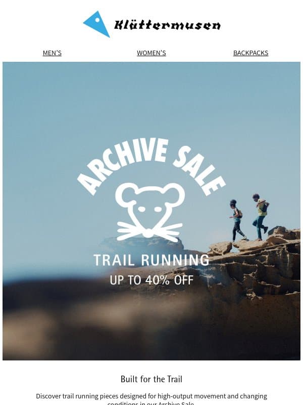 Archive Sale | Trail Running email from The Darkroom