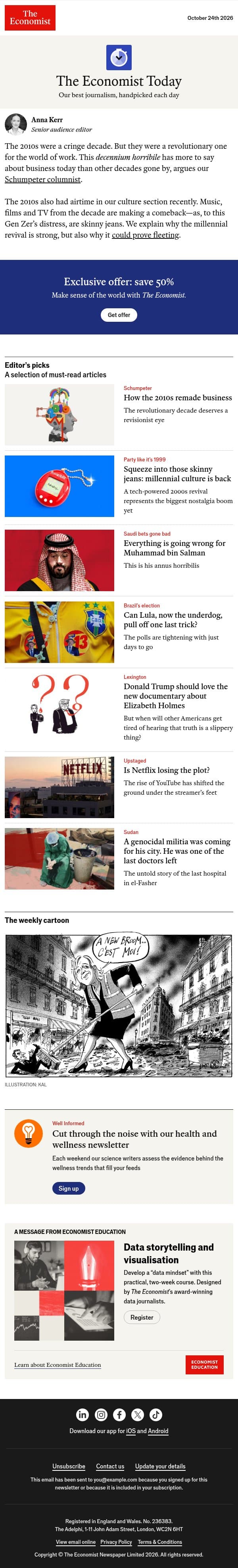 How the 2010s remade business email from The Economist screenshot
