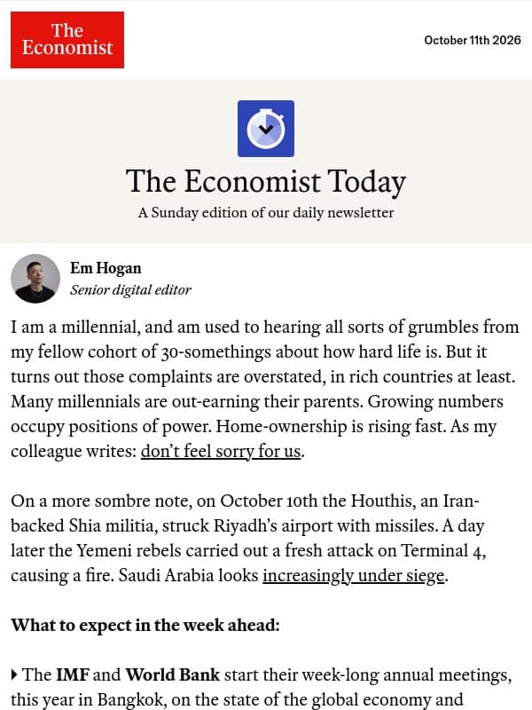 Don’t feel sorry for millennials. They’re living it up now email from The Economist
