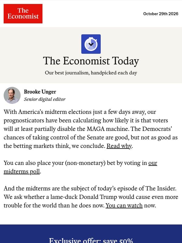 Our forecast of the midterms’ outcome email from The Economist