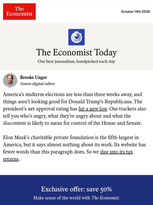 Donald Trump’s popularity hits a new low email from The Economist