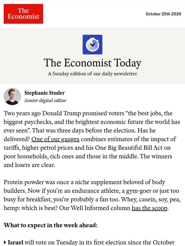 The winners and losers of Trumponomics email from The Economist