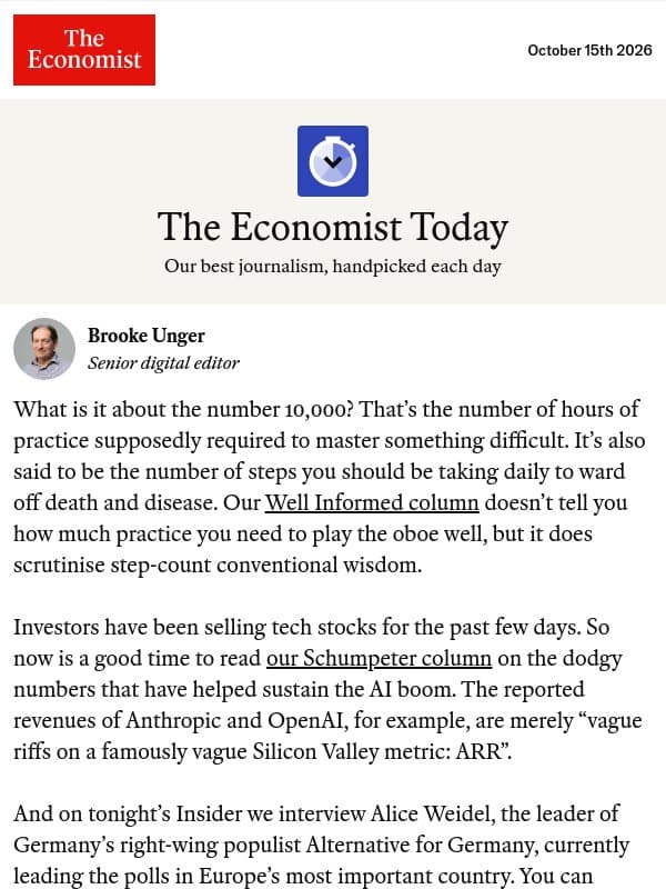Do you need to walk 10,000 steps a day? email from The Economist