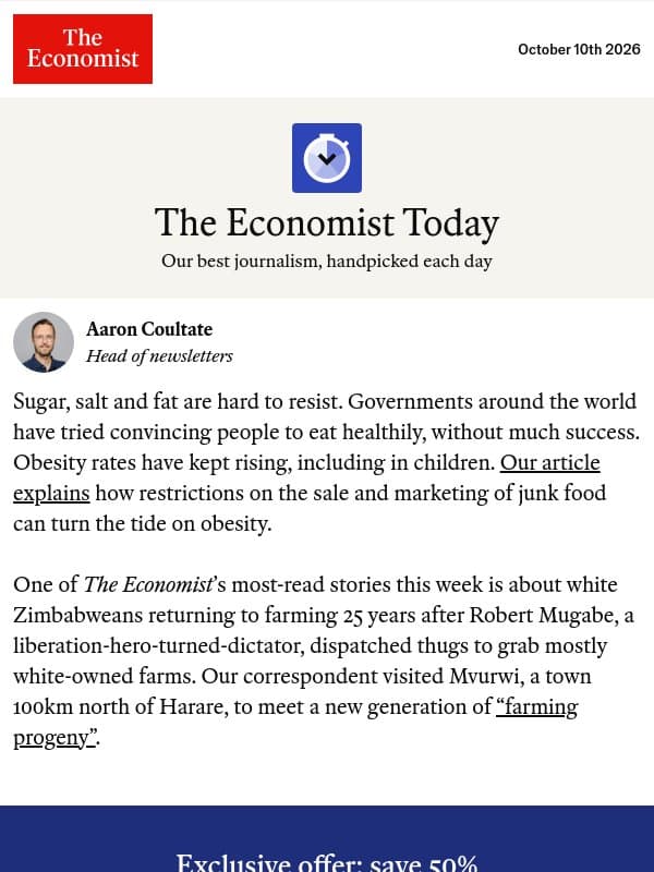Nagging people to eat healthily does not work email from The Economist