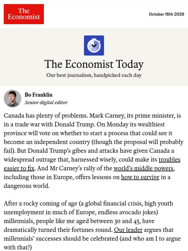 Donald Trump may save Canada email from The Economist