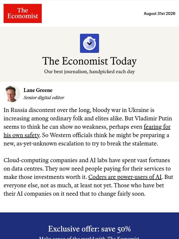 Putin is cornered—and plans to escalate his war email from The Economist