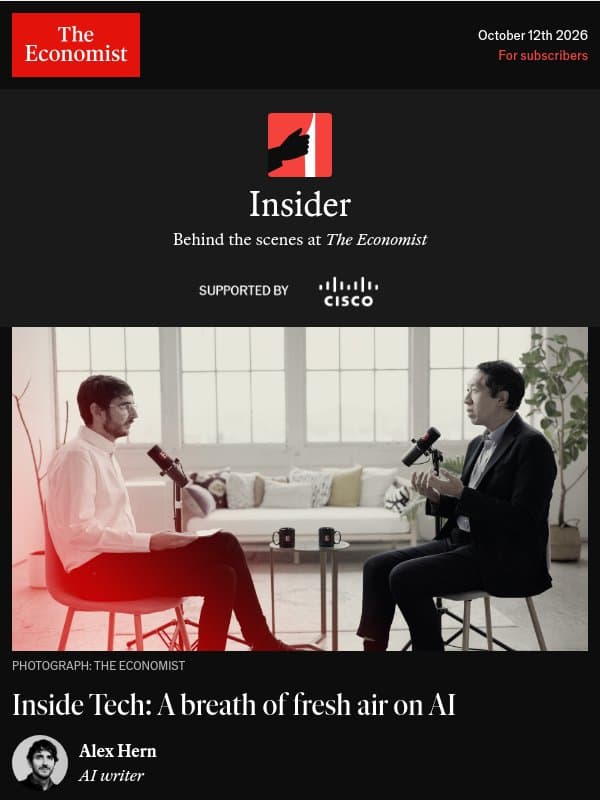 🔴 Inside Tech: A breath of fresh air on AI email from The Economist