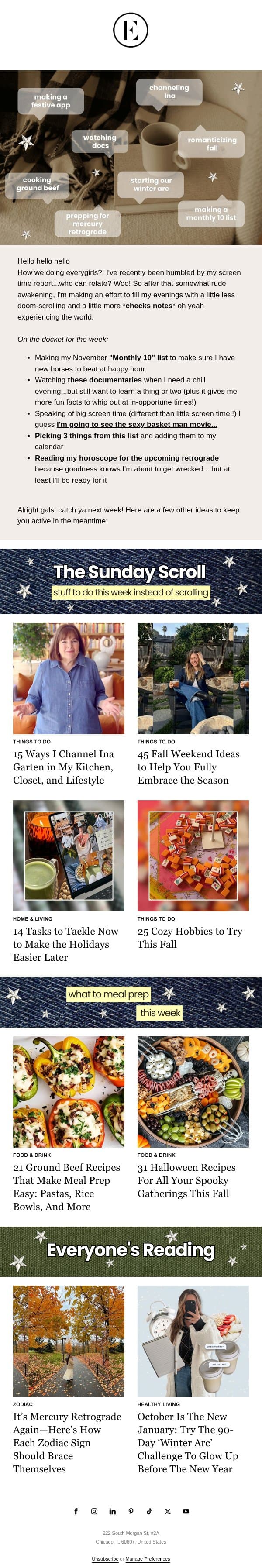 how to spice up your week 🗒️ email from The Everygirl screenshot