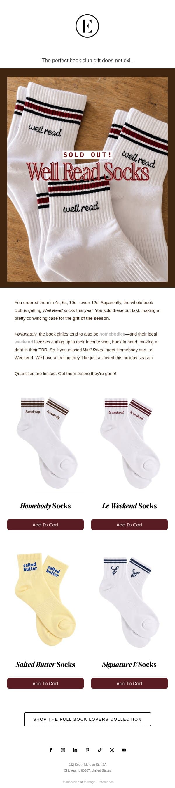 Your book club called. They all want these. email from The Everygirl screenshot