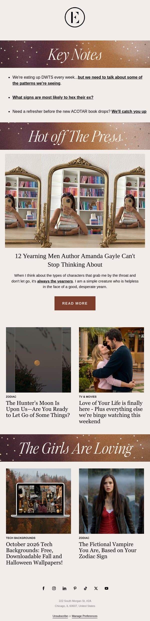 yearning men we're obsessed with 🥰 email from The Everygirl screenshot