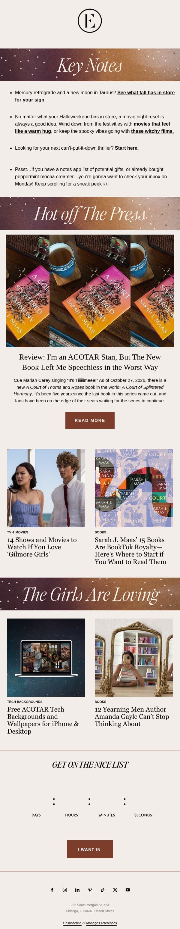 our honest thoughts on ACOSH... email from The Everygirl screenshot