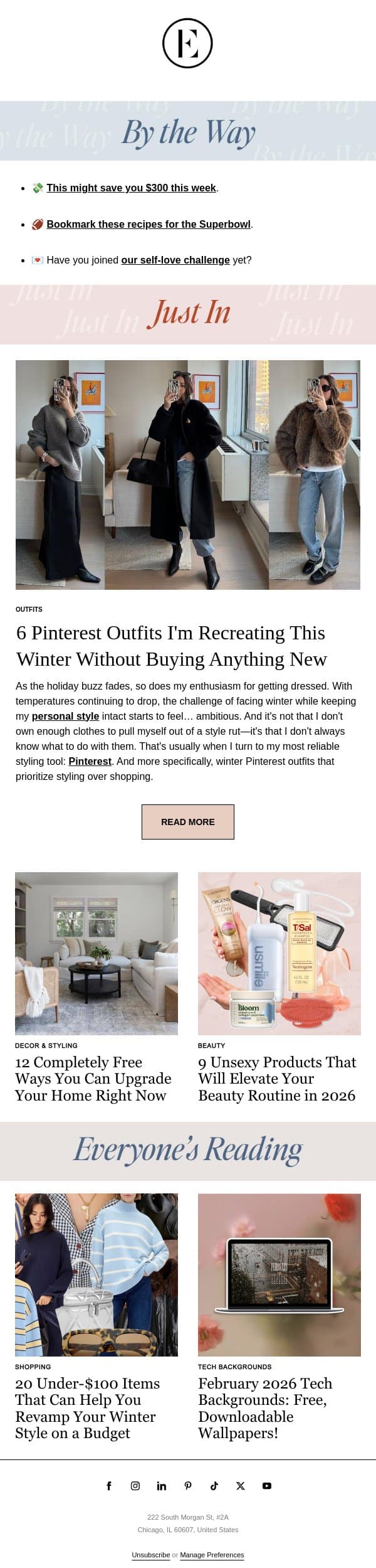 outfits to recreate this week (for free!) 🤩 email from The Everygirl screenshot