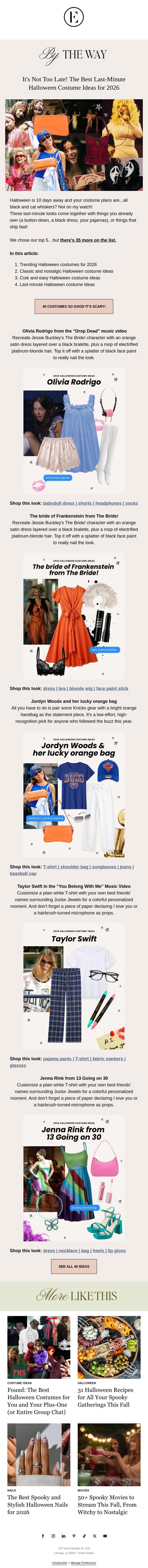 5 costumes you already own 👻 email from The Everygirl screenshot