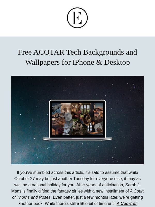 Consider This Your Invitation to Velaris: Free ACOTAR-Inspired Wallpapers email from The Everygirl