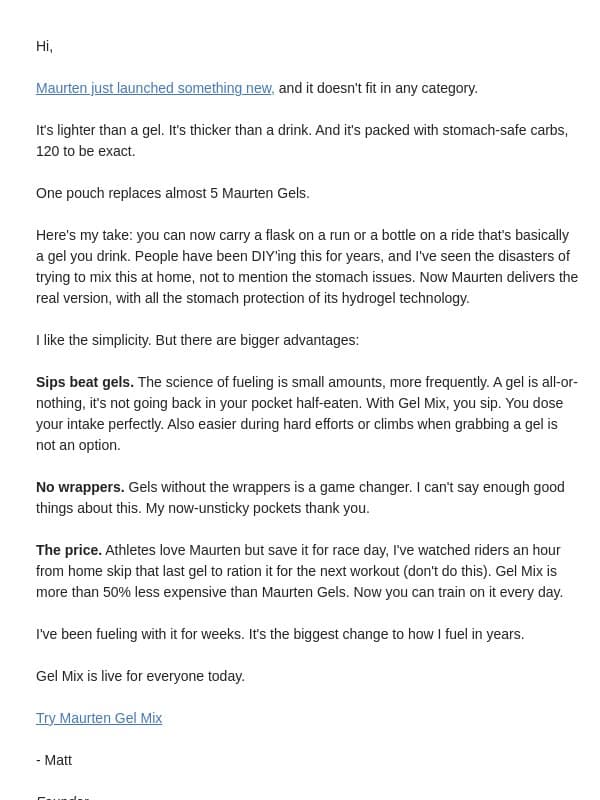 Is it a gel? Is it a drink? It's both. email from The Feed