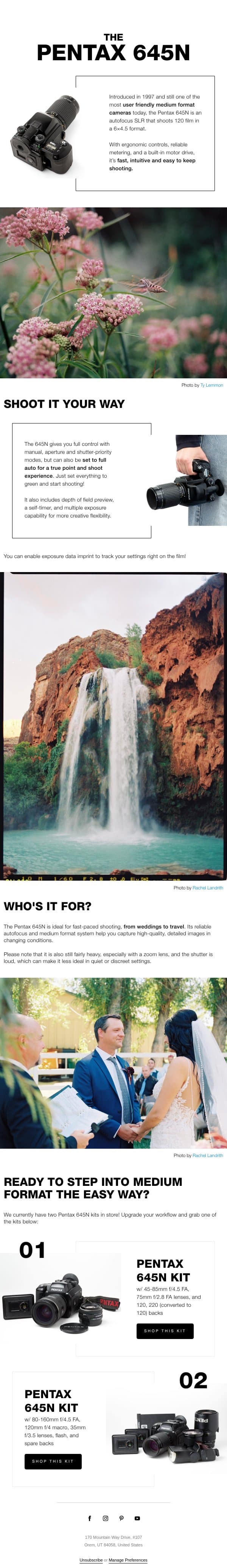 The Pentax 645N: Medium Format Made Easy email from The FIND Lab screenshot