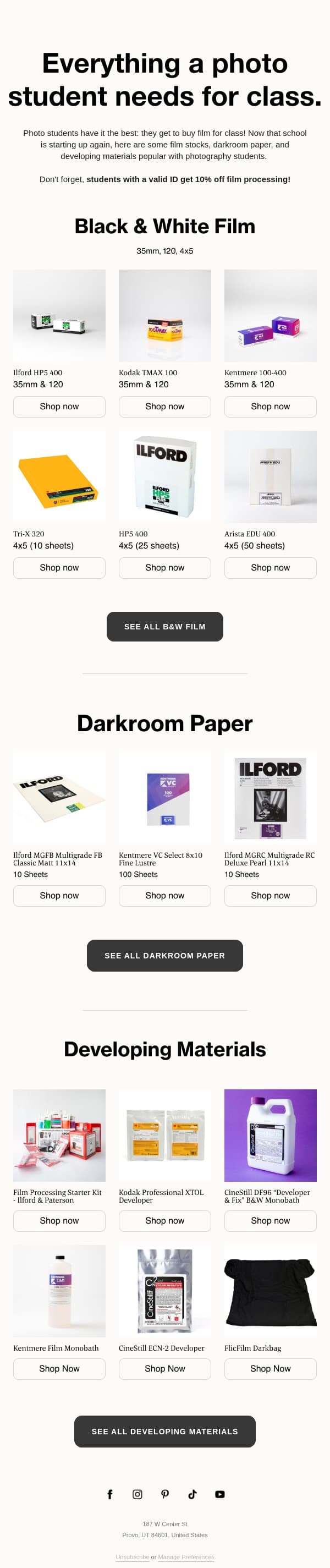 Photo Students: Gear up for class! email from The FIND Lab screenshot