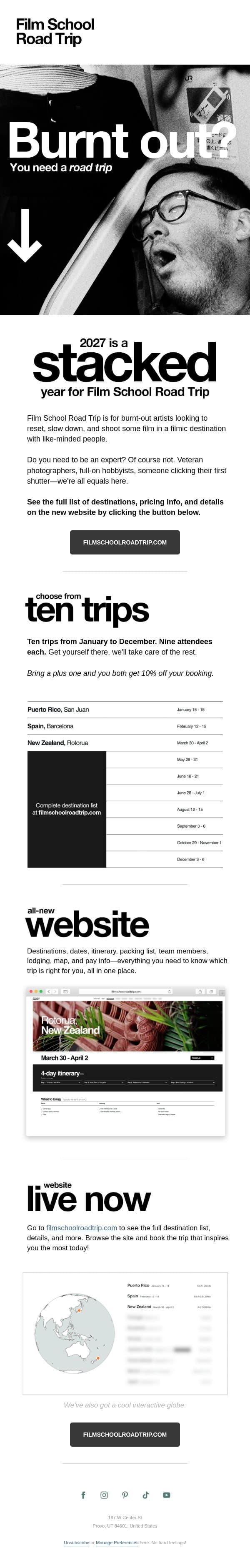 Burnt out? You need a road trip. email from The FIND Lab screenshot