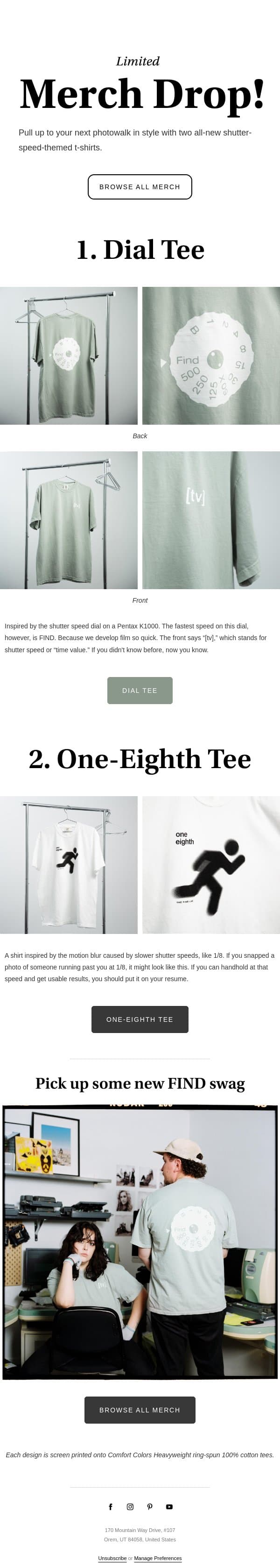 Limited Merch Drop! email from The FIND Lab screenshot