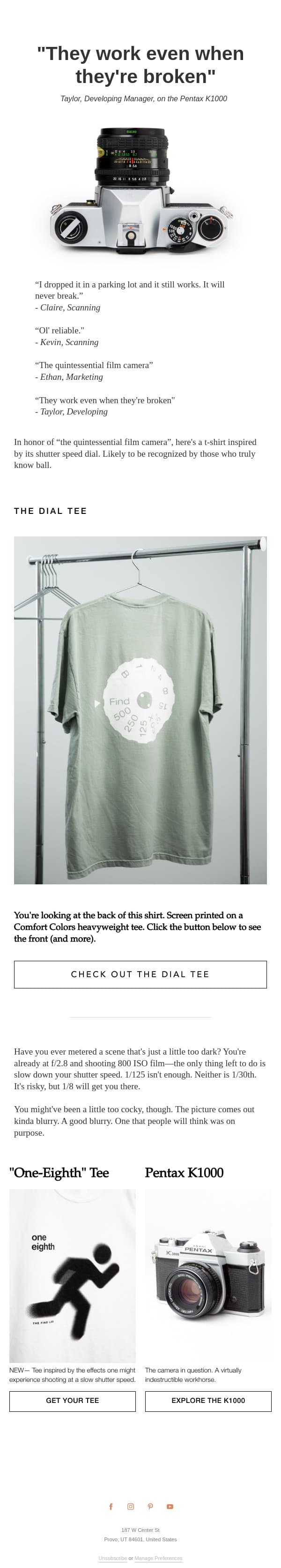 The camera that works even when its broken. email from The FIND Lab screenshot