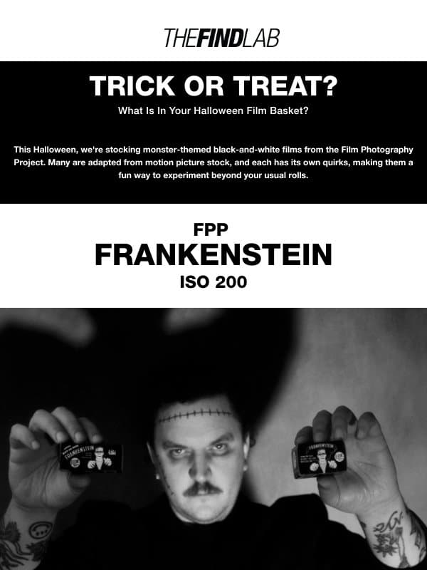 Shoot something spooky: 5 new monster film stocks email from The FIND Lab