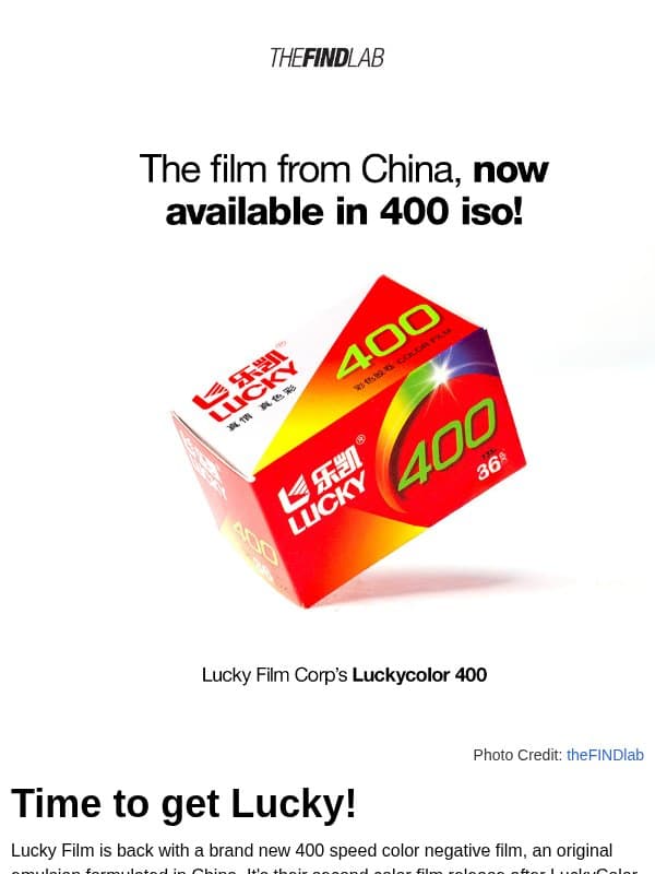 Lucky Color 400. Now in Stock! email from The FIND Lab
