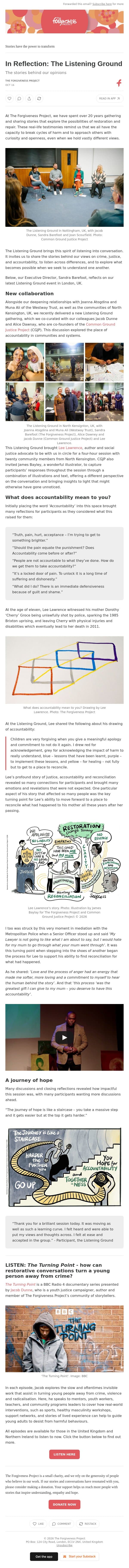 In Reflection: The Listening Ground email from The Forgiveness Project screenshot
