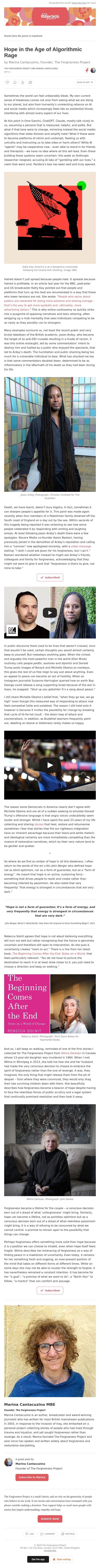 Hope in the Age of Algorithmic Rage email from The Forgiveness Project screenshot