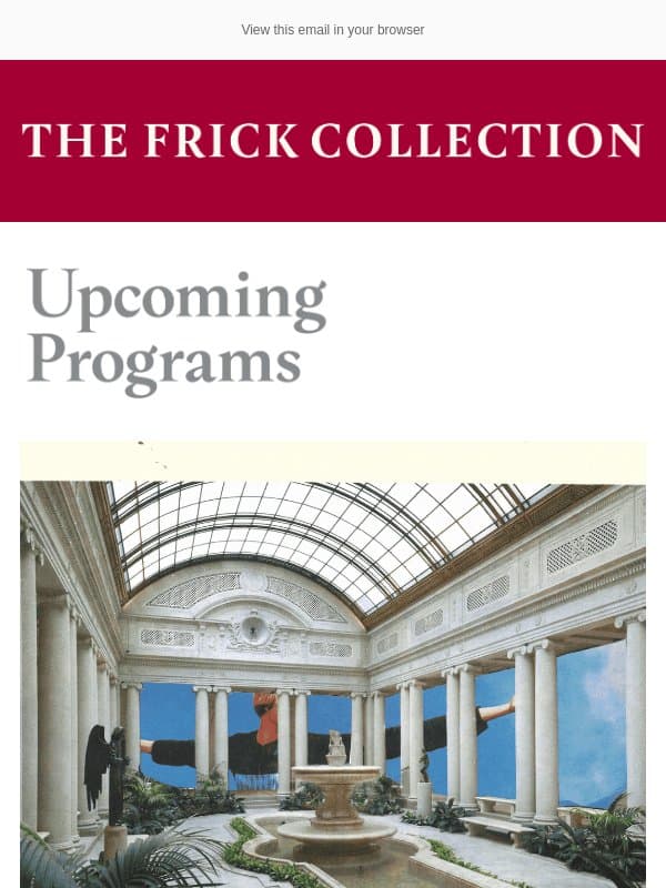 Upcoming Studio Programs email from The Frick Collection