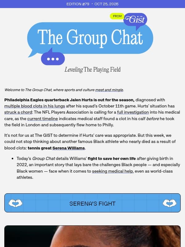 The Group Chat: Thinking about Serena Williams email from The GIST