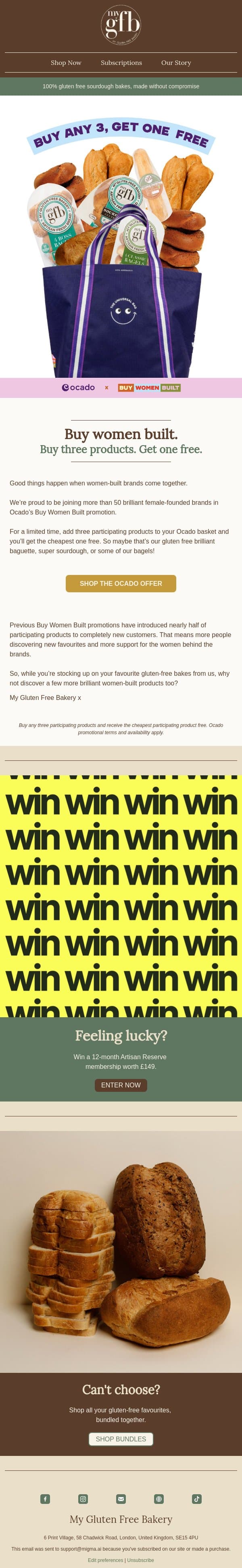 Buy Women Built, and get one free email from The Gluten Free Bakery screenshot