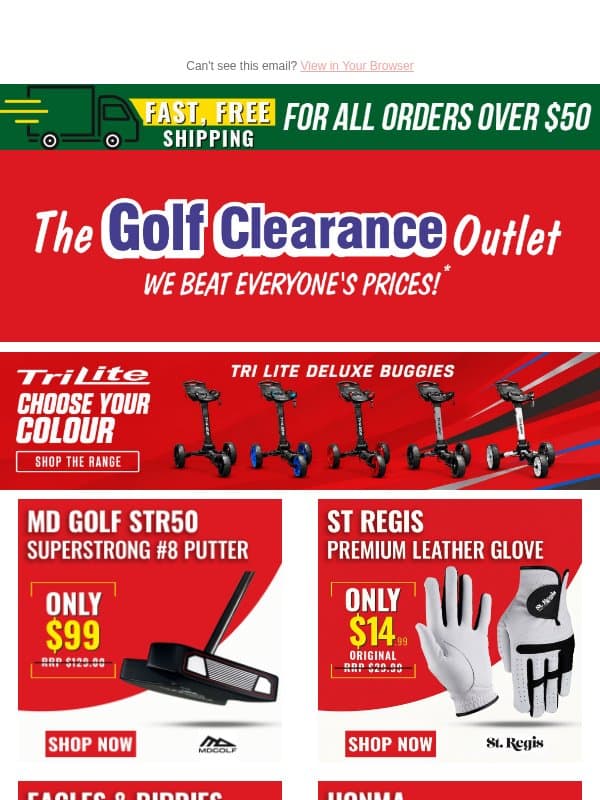⏰ These Deals Wont Last. Save Over 40% email from The Golf Clearance Outlet