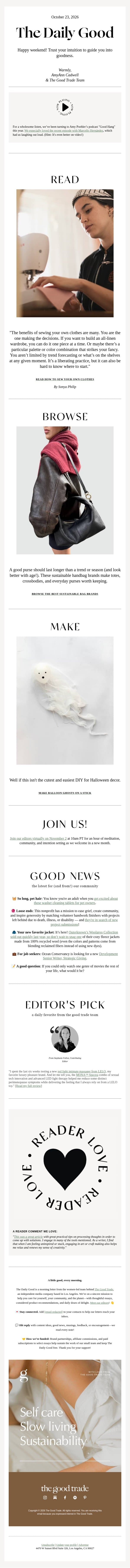 10.23.26 | 🪡 How to sew your own clothes email from The Good Trade screenshot