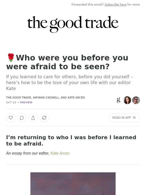 🌹Who were you before you were afraid to be seen? email from The Good Trade