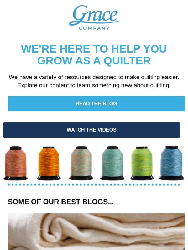 Here's your quilting how-to guide, Home-Based Quilter! 🧵 email from The Grace Company