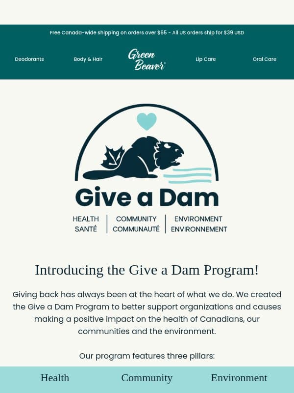 Announcement: Let's Give a Dam Together! 🦫 email from The Green Beaver Company