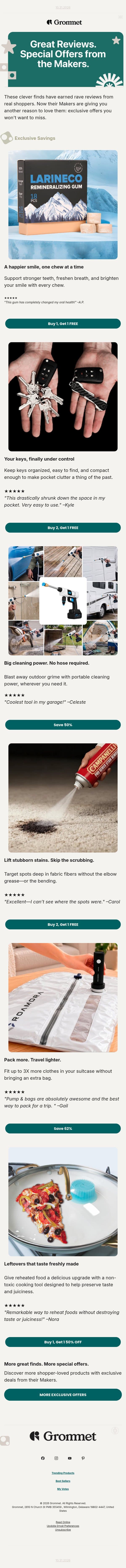 ⭐⭐⭐⭐⭐ They loved it. Now you can save. email from The Grommet screenshot