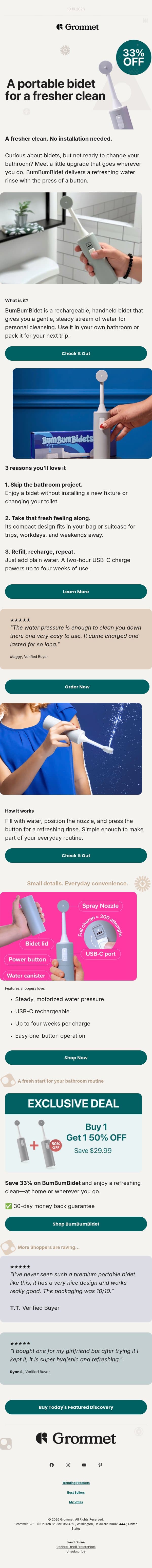 A little refresh for your bathroom routine π§ email from The Grommet screenshot
