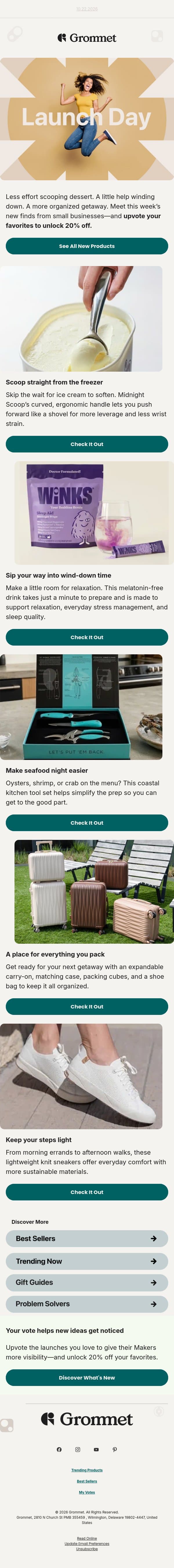 Just launched: Your next "I need that" find đź‘€ email from The Grommet screenshot