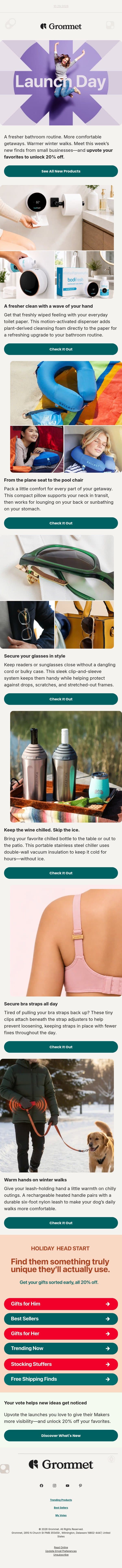 6 new products you haven’t seen yet 👀 email from The Grommet screenshot