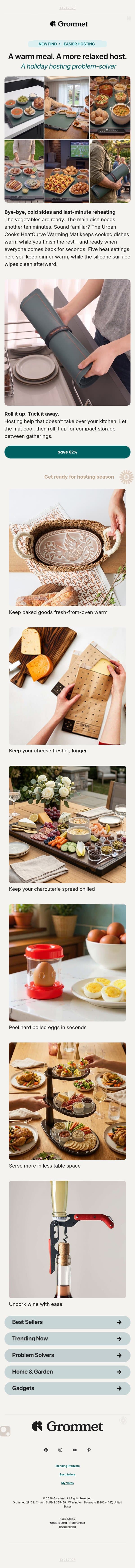 New: Bye-bye, cold side dishes π email from The Grommet screenshot