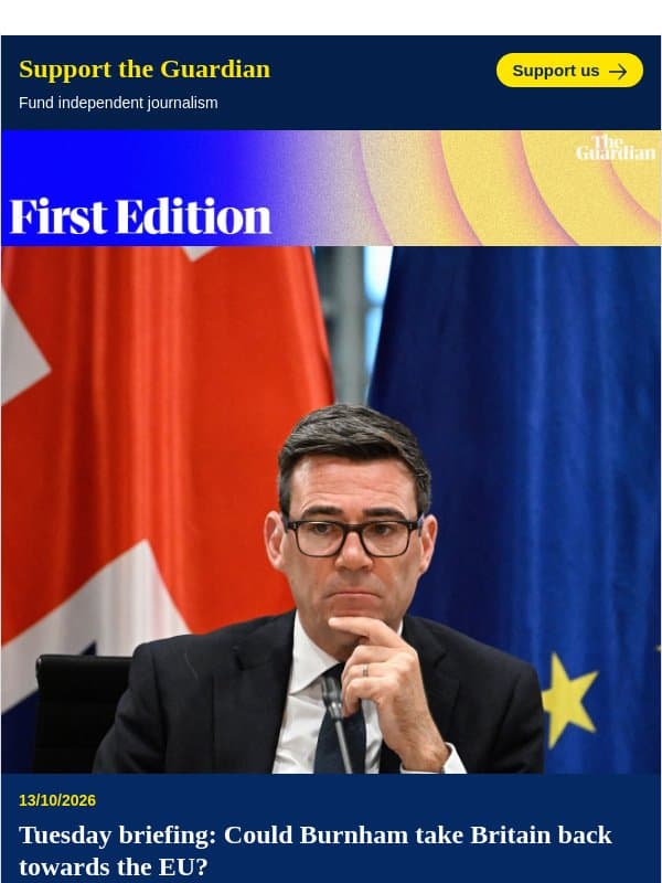 Brexit Eu-turn | First Edition email from The Guardian