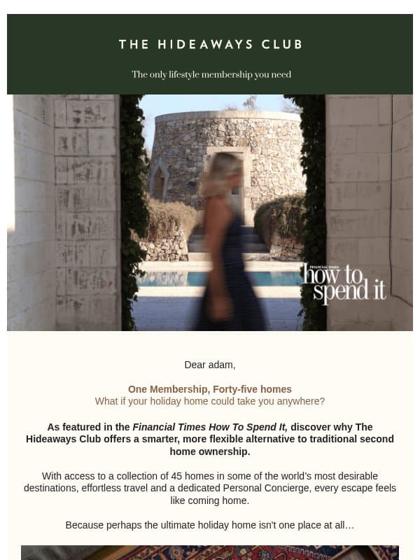 One Membership, Forty-five homes | Financial Times HTSI email from The Hideaways Club