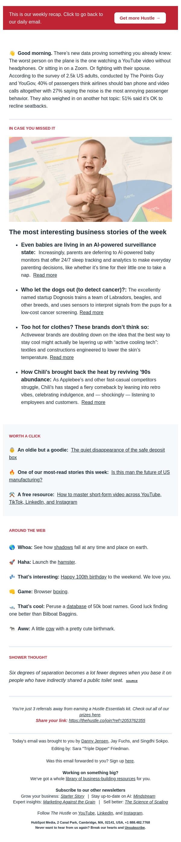 š¶ļø Chiliās is back, baby email from The Hustle screenshot