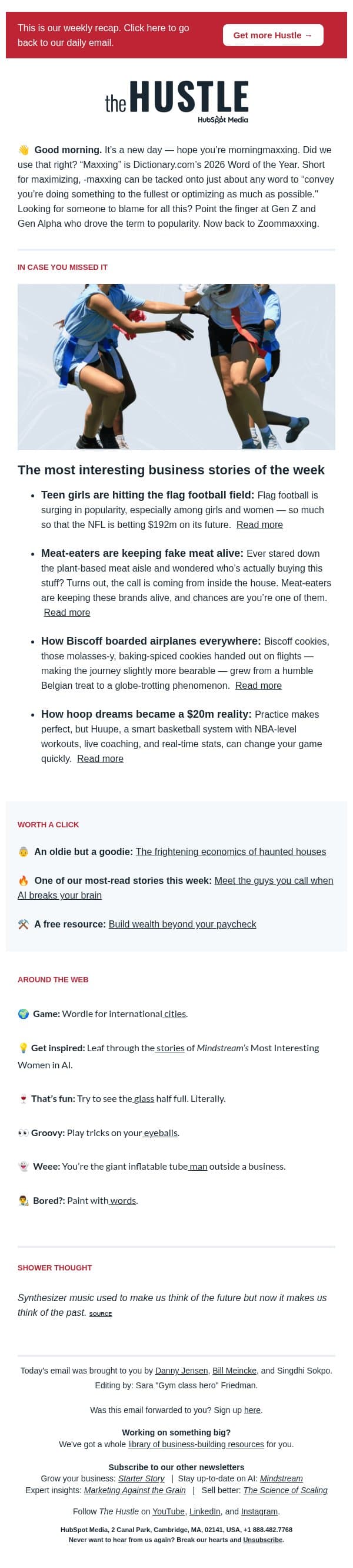 đ Flag footballâs touchdown email from The Hustle screenshot