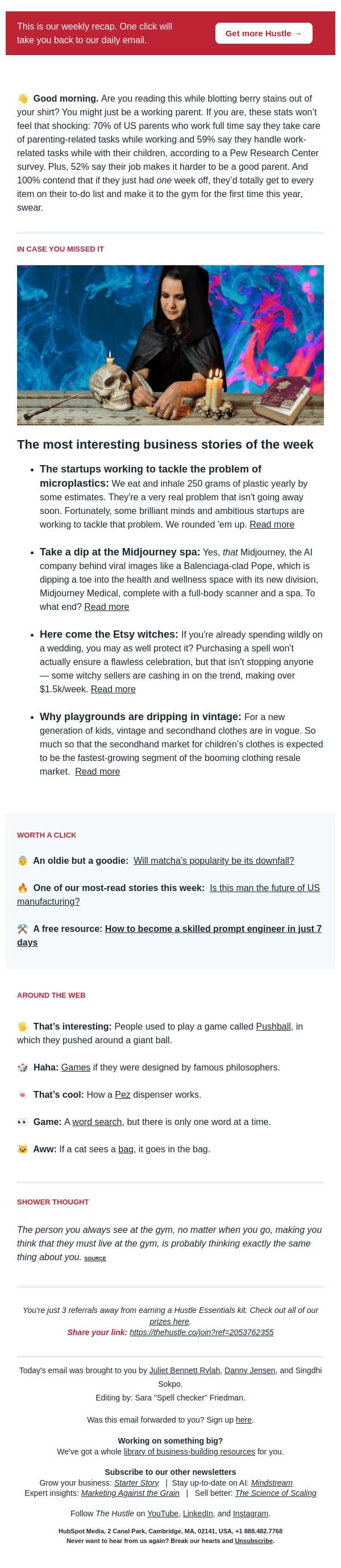 💵 Witches are cashing in email from The Hustle screenshot
