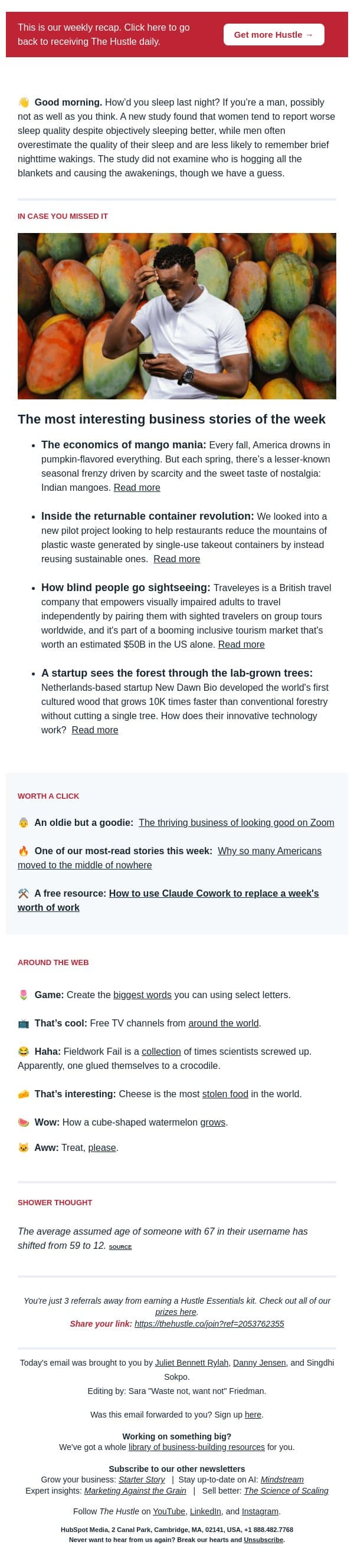 ☀️ The sweet taste of summer email from The Hustle screenshot