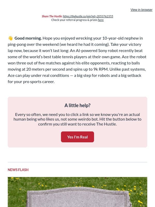 🧍 Get in line email from The Hustle