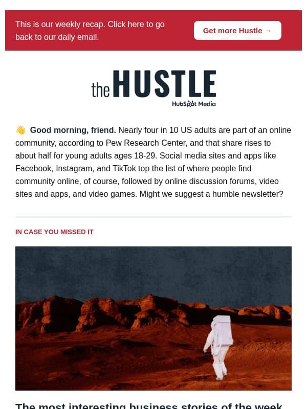 🚀 Meet you on Mars? email from The Hustle